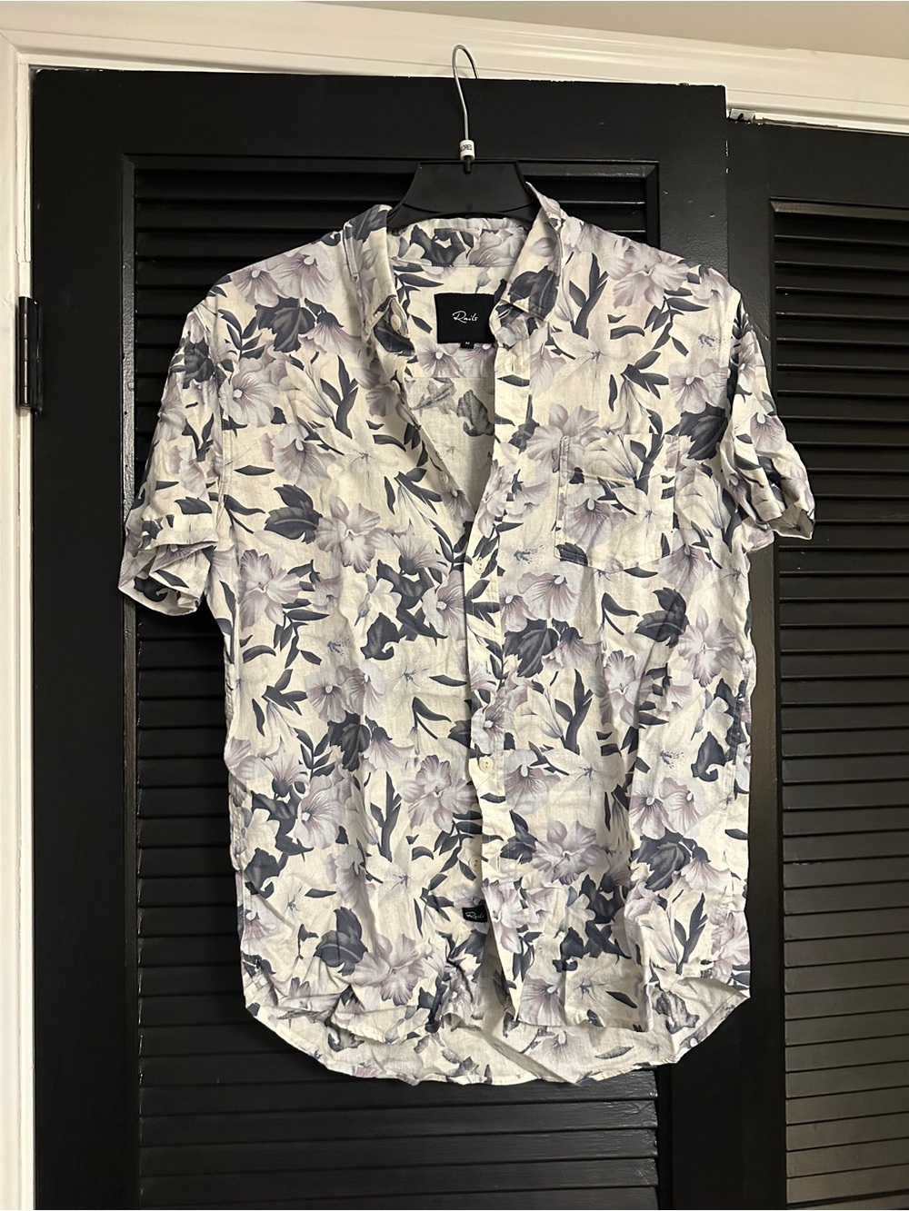 Rails Men’s Short-Sleeve Floral Button-Down Shirt - White & Gray